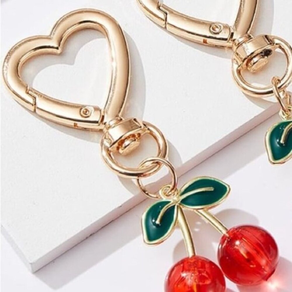 Gold Heart Cherry Keychain